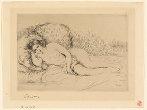 Kobieta leżąca po lewej stronie autorstwa Pierre Auguste Renoir