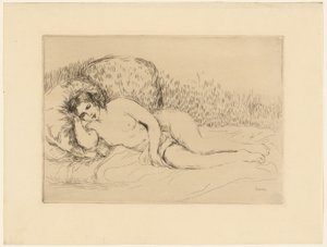 Kobieta leżąca po lewej stronie autorstwa Pierre Auguste Renoir