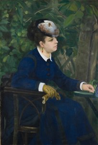 Kobieta w ogrodzie Kobieta w kapeluszu mewy, 1868. autorstwa Pierre Auguste Renoir