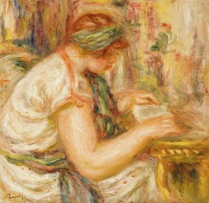 Kobieta w arabskiej bluzce czyta autorstwa Pierre Auguste Renoir