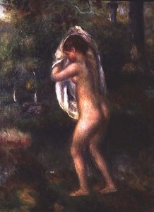 Młoda dziewczyna rozbiera się (olej na płótnie) autorstwa Pierre Auguste Renoir