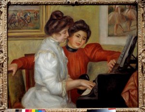 Yvonne i Christine Lerolle przy fortepianie Obraz Pierre Auguste Renoir (1841-1919) 1898 nd. 0,73x0,92 m Paryż, Muzeum Orangerie - Yvonne i Christine Lerolle przy fortepianie. Obraz Pierre Auguste Renoir (1841-1919) 1898. 0,73 x 0,92 m. Oranżeria M autorstwa Pierre Auguste Renoir