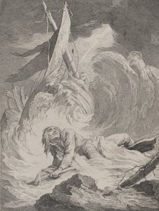 Lazarille po powrocie z Indii rozbił się..., ok. godz. 1717-60. autorstwa Pierre Aveline