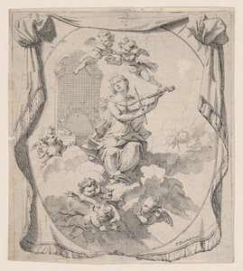 Św. Cecylia na chmurach podtrzymywanych przez anioły, 1696., 1696. autorstwa Pierre Berchet