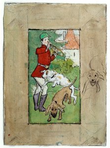 Łowca ze swoimi psami Rysunek autorstwa Pierre Bonnard autorstwa Pierre Bonnard