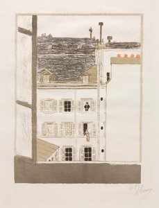 Domy na dziedzińcu autorstwa Pierre Bonnard