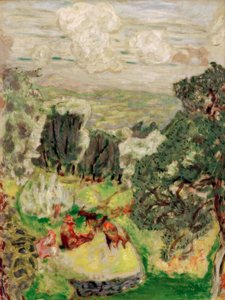 Gaj Oliwny; Krajobraz z kozami autorstwa Pierre Bonnard