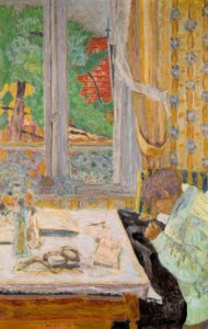 Krawcowa, czyli szycie przy oknie autorstwa Pierre Bonnard