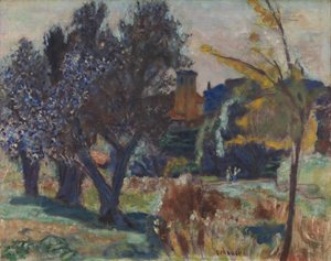 Pejzaż z drzewami oliwnymi i kaplicą, ok. 1924 (olej na płótnie) autorstwa Pierre Bonnard