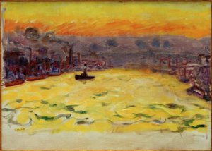 Port, zachodzące słońce autorstwa Pierre Bonnard