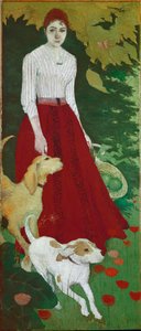 Panna Andree Bonnard i jej psy (olej na płótnie) autorstwa Pierre Bonnard