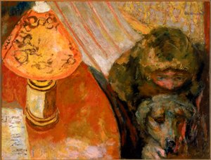 Malowanie wnętrza oświetlonego światłem lampy autorstwa Pierre Bonnard