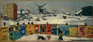 Palisada, plakaty (palisada pokryta plakatami i stare młyny Montmartre pod śniegiem) autorstwa Pierre Bonnard
