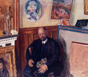Portret Ambroise Vollarda z lat 1865-1939 z kotem, ok. 1930 r. 1924. autorstwa Pierre Bonnard