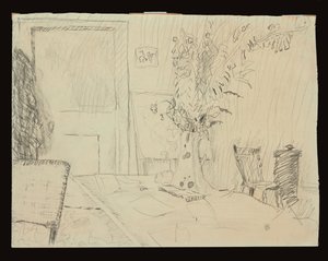 Doniczka z kwiatami w jadalni w Le Cannet autorstwa Pierre Bonnard