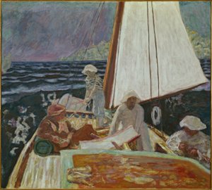 Signac i jego przyjaciele w żaglówce autorstwa Pierre Bonnard