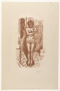 Stojąca naga kobieta myje się Etiuda de Nu autorstwa Pierre Bonnard