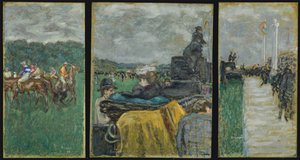 Tor wyścigowy Longchamp Les kursy à Longchamp. Tryptyk, 1897 autorstwa Pierre Bonnard