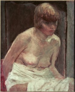 Tułów młodej kobiety w białym szlafroku autorstwa Pierre Bonnard