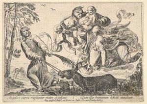 Anioły podnoszące Dziewicę z Dzieciątkiem, 1610-42. autorstwa Pierre Brebiette