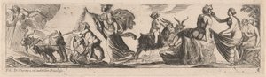 Satyr prowadzący parę kóz autorstwa Pierre Brebiette