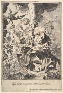 Dziewica i Dzieciątko z aniołami, 1636. autorstwa Pierre Brebiette