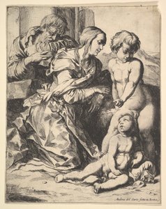 Dziewica klęcząca przed Chrystusem, 1610-42. autorstwa Pierre Brebiette