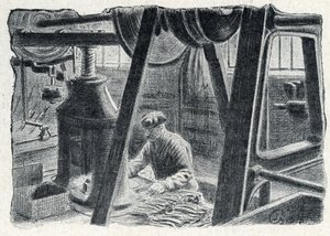 Tłoczenie sztućców frezem Rycina z „Excursion a travers les metiers” autorstwa Pierre