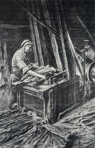 Peausserie, le corroyage: galanteria skórzana, zmiękczanie skór zwierzęcych w pełniejszym wydaniu Rycina z kolekcji Pierre Calmette privee