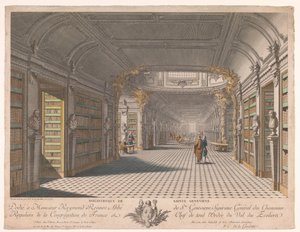 Biblioteka opactwa Sainte-Geneviève w Paryżu Bibliotheque de Sainte Genevieve (tytuł na obiekcie) autorstwa Pierre Claude Delagardette