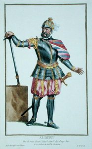 Albert Śmiały (1443-1500) Książę Saksonii z Receuil des Estampes, reprezentujący szeregi i dostojników, według stroju wszystkich istniejących narodów”, wydana w 1780 r. (rycina ręcznie kolorowana) autorstwa Pierre Duflos