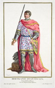 Bertrand du Guesclin (1320-80) z „Receuil des Estampes, Representant des Rangs et les Dignites, według stroju wszystkich istniejących narodów”, wydanej w 1780 r. (ręcznie kolorowane grawerowanie)