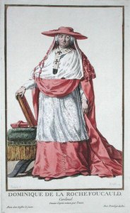 Kardynał Dominique de la Rochefoucauld (1712-1800) z „Receuil des Estampes, reprezentujący szeregi i dostojników, według stroju wszystkich istniejących narodów”, opublikowany w 1780 r. (ręka grawerunek) autorstwa Pierre Duflos