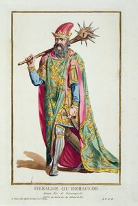 Harold, król Danii z „Receuil des Estampes, Representant les Rangs et les Dignites, według stroju wszystkich istniejących narodów”, wydanej w 1780 r. (rycina ręcznie kolorowana)