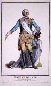Maurycy Saksonii (1696-1750) z „Receuil des Estampes, Representant des Rangs et les Dignites, według stroju wszystkich istniejących narodów”, wydanej w 1780 r. (rycina ręcznie kolorowana) autorstwa Pierre Duflos