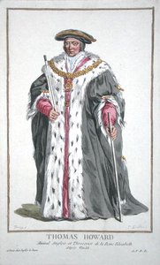 Thomas Howard (1473-1554) 3. książę Norfolk z „Receuil des Estampes, reprezentujący szeregi i dostojników, według stroju wszystkich istniejących narodów”, wydanej w 1780 r. (ręcznie kolorowane grawerowanie) autorstwa Pierre Duflos