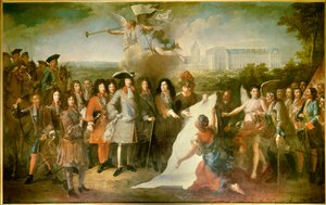 Przedstawienie przez markiza de Louvois (1639-1691) planu Royal Hote des Invalides Ludwikowi XIV (1639-1691); Ludwik II Burbon, książę Conde (Bourbon-Conde) (162 autorstwa Pierre Dullin