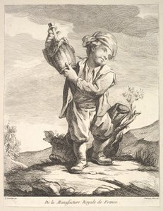Mały chłopiec trzymający naczynie, z I Księgi Figur po porcelanie M..., 1757.