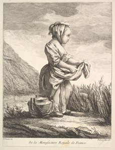 Mała dziewczynka z naczyniem przy stopach, z Premier Livre de Figures daprès les porcelana..., 1757.