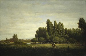 Łąka otoczona drzewami, ca. 1845. autorstwa Pierre Etienne Theodore Rousseau