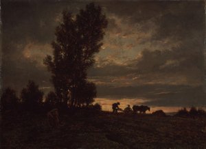 Pejzaż z oraczem, lata 60. XIX wieku autorstwa Pierre Etienne Theodore Rousseau