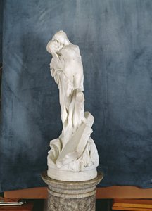 Figura śmierci obejmująca akt kobiecy (marmur) autorstwa Pierre Eugene Emile Hebert
