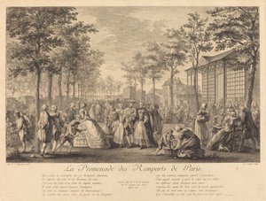 Spacer wzdłuż murów obronnych Paryża autorstwa Pierre Francois Courtois after Augustin de Saint Aubin