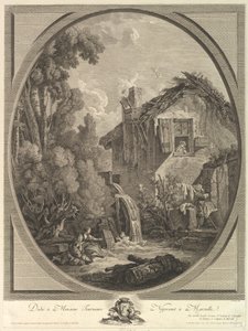 Paysage au Moulin Krajobraz wiatraka, XVIII wiek. autorstwa Pierre Francois Laurent