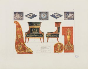 Detale sypialni w Paryżu, z "Recueil de décorations intérieures comprenant tout ce qui a rapport à l