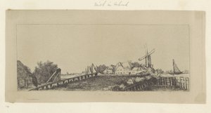 Krajobraz z drewnianym mostem i młynem Recueil de quatre-vingt-cinq estampes originales (tytuł serii) autorstwa Pierre François Basan (workshop of)