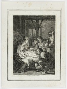 Adoracja pasterzy autorstwa Pierre François Basan