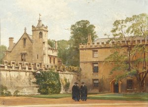 The Grammar Hall z St Johns Quadrangle w 1881 r.: Prezydent Bulley w Lodgings Drive i dwóch innych, 1881 autorstwa Pierre François Joseph Tonneau