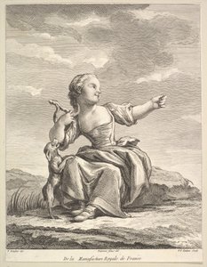 Dziewczynka bawiąca się z psem, z II Księgi Figur po porcelanie..., po 1757 r.