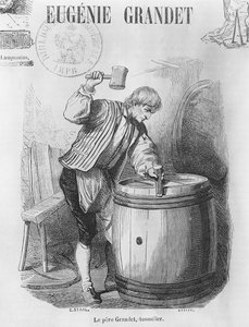 Ojciec Grandet, Bednarz, ilustracja z „Eugenie Grandet” Honore de Balzac (1799-1850)